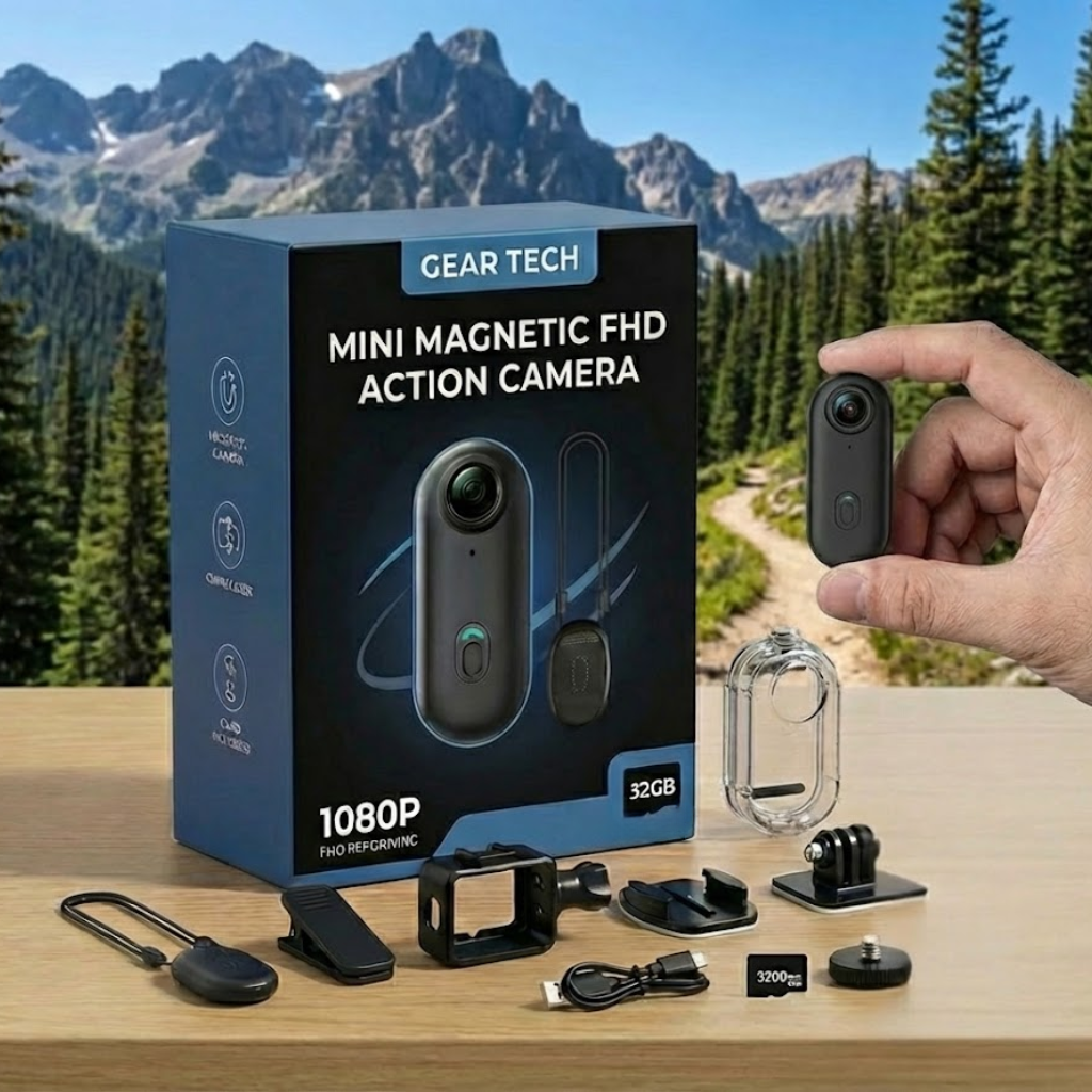 Mini Magnetic POV 4K Action Camera – Portable Body Worn & Sports Recording Camera - Personal Body Camera