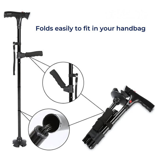 Folding Cane | Lightweight, Telescopic & Collapsible Walking Stick for Seniors and Travellers