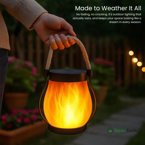 Solar-Powered Outdoor Lantern | Realistic Flame Effect, All-Weather Proof & Ideal for Cozy Evenings on the Patio or Balcony