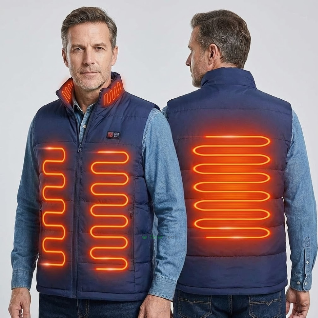 Mens Heated Gilet | Ultra-Thin Heated Vest, 9 Heating Zones & 8 Hours of Luxurious Warmth for Outdoor Activities