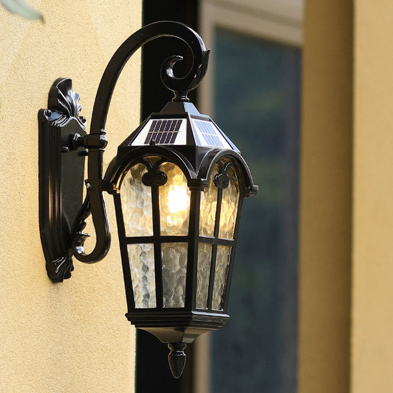 Solar Waterproof Outdoor Wall Light | Vintage Design with Remote Control for Porch. Patio & Garden Use