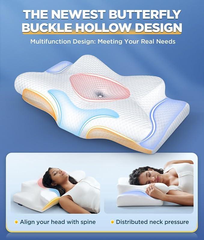 Memory Foam Neck Pillow | Ergonomic Support for Neck Pain Relief at Home