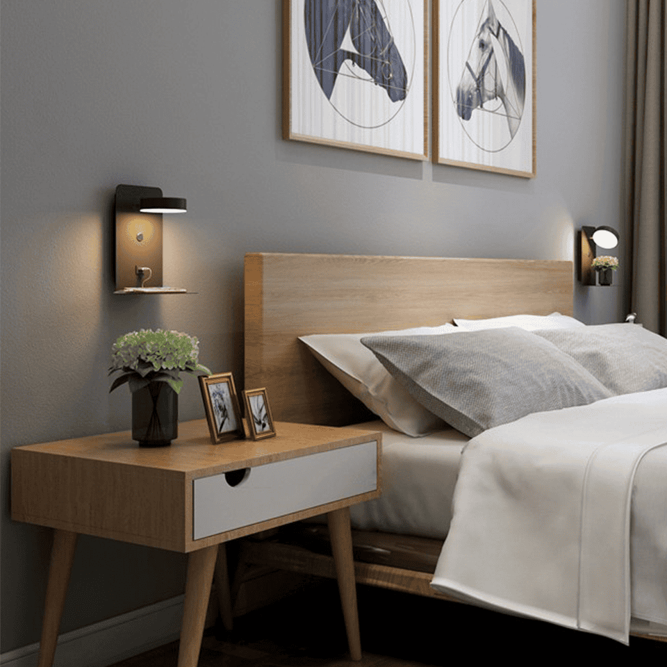 LED Wall Light with Shelf | Soft Glow, Modern Design & Ideal for Creating a Festive Atmosphere in Your Bedroom