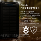 Fishing Power Bank 50000 mah Waterproof Solar Charger | Fishing Battery Pack with USB-C Fast Charging & LED Light