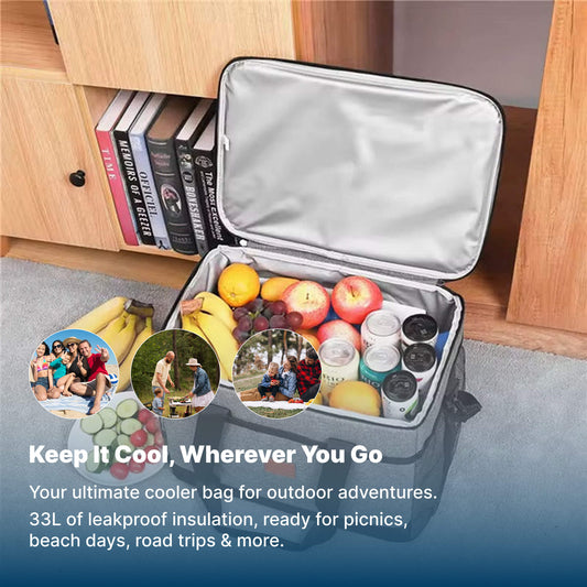 33L Waterproof Cooler Bag | Insulated, Spacious & Ideal for Picnics, Beach Days, Hiking, and Outdoor Activities
