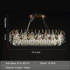 K9 Crystal Chandelier Light Fixture - Modern Hanging Pendant for Dining Room & Living Room Decor