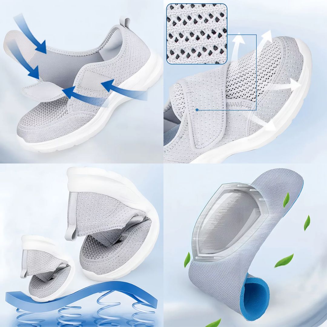 Elderly Shoes – Adjustable Velcro Orthopaedic Shoe for Swollen Feet, Breathable Cushioned Insole