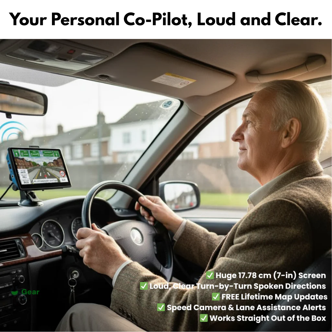 7" GPS Navigation System - Best Sat nav for Older Drivers UK | Real-Time Traffic Updates, Pre-Loaded UK & EU Maps for Cars & Trucks