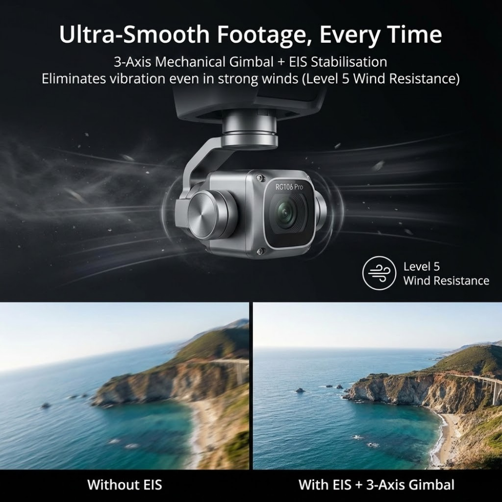 RG106 Pro Drone – 8K HD Dual Camera, GPS, and Brushless Motors