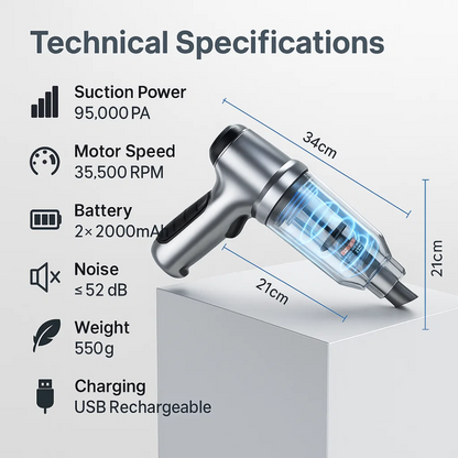 Car Vacuum Cleaner - Powerful and Compact Car Vac for Quick Cleaning