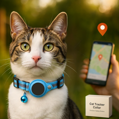 Cat GPS Tracker Collar | Quick Release Closure, Reflective Design & Durable for Outdoor Safety Adventures