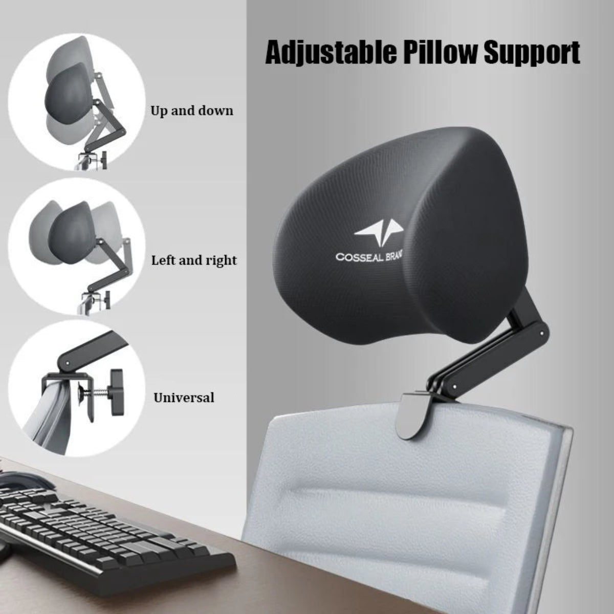 Ergonomic Neck Pillow and Waist Support Cushion for Office Chair - Comfortable Headrest for Home & Office Use