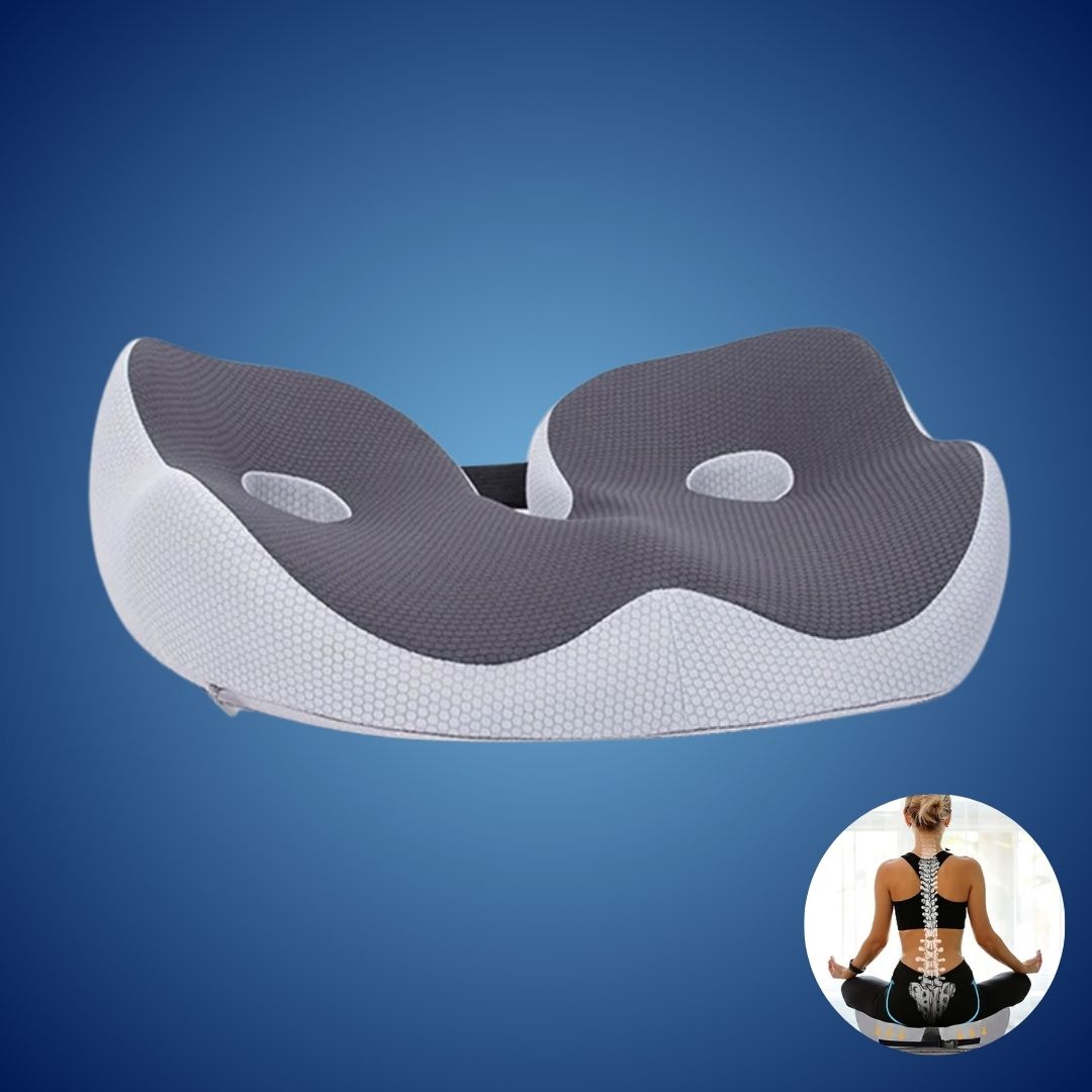 Seat Memory Foam Cushion – Adjustable Tailbone Relief Pad for Back Pain & Posture Support in Office Chairs