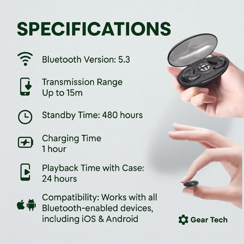 Invisible Wireless Sleep Headphones | IPX5 Waterproof, Bluetooth 5.3 for Comfortable Sleep and Relaxation