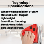 Dual-Sided Magnetic Window Cleaner | Streak-Free, Efficient & Ideal for Hard-to-Reach Windows (3-8mm)