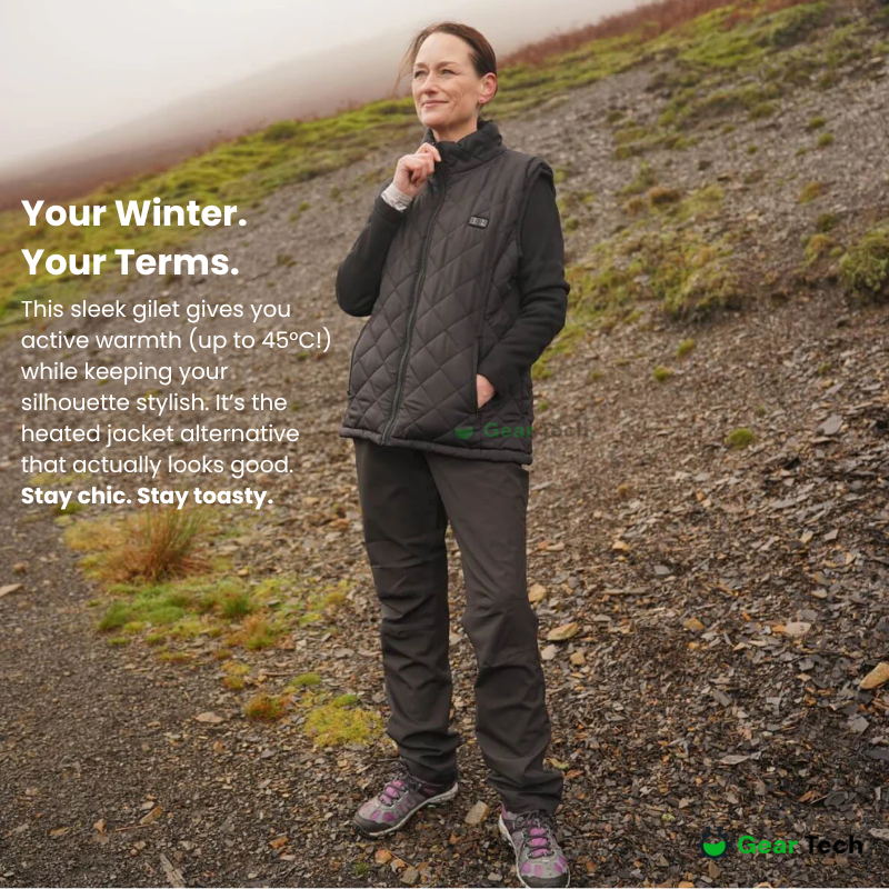 Women's Heated Gilet | 9 Heating Zones, Customisable Heat Settings & Lightweight Design for Cold Weather Activities