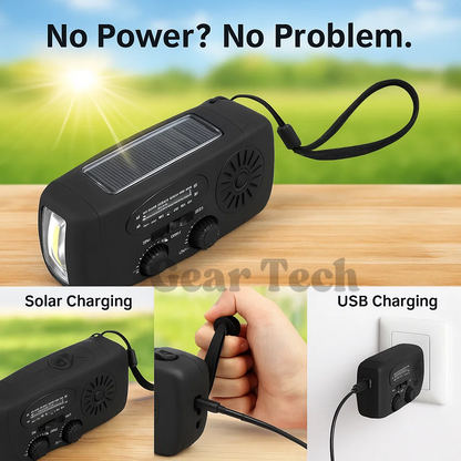 Portable Wind-Up Radio | AM/FM, Weather Broadcasts & Built-In Power Bank for Emergency Preparedness