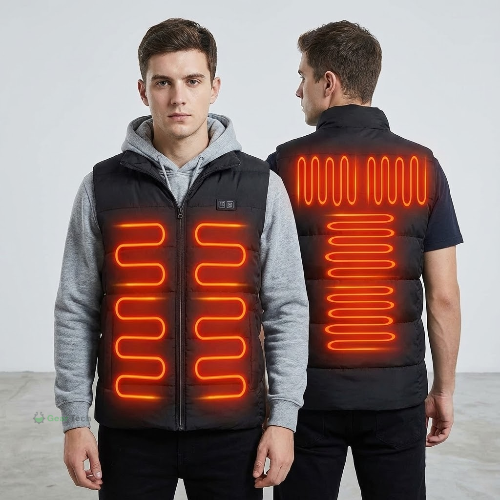 Mens Heated Gilet | Ultra-Thin Heated Vest, 9 Heating Zones & 8 Hours of Luxurious Warmth for Outdoor Activities