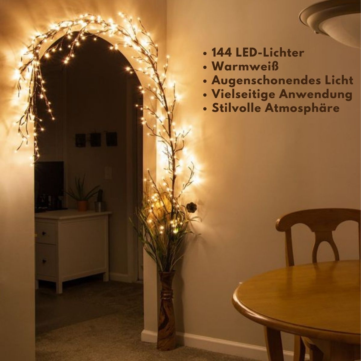 LED Grapevine Fairy Lights - 100 LED String Lights with Green Wire for Indoor & Outdoor Decoration, Parties, and Garden Use