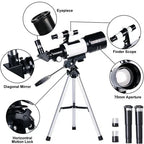 Professional Astronomical Telescope | 70mm Aperture, 300mm Focal Length & Easy Setup for Stargazing and Nature Exploration