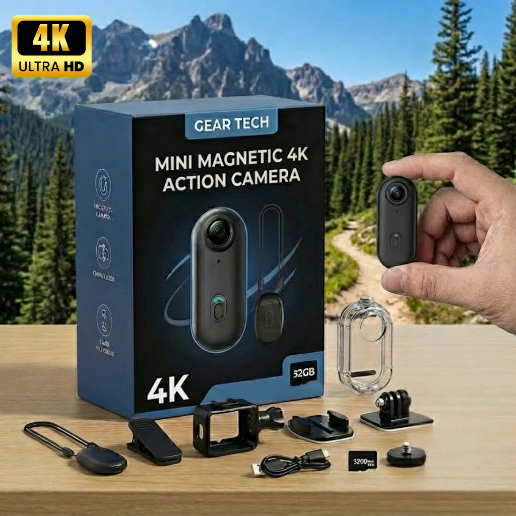 Mini Magnetic POV 4K Action Camera – Portable Body Worn & Sports Recording Camera - Personal Body Camera
