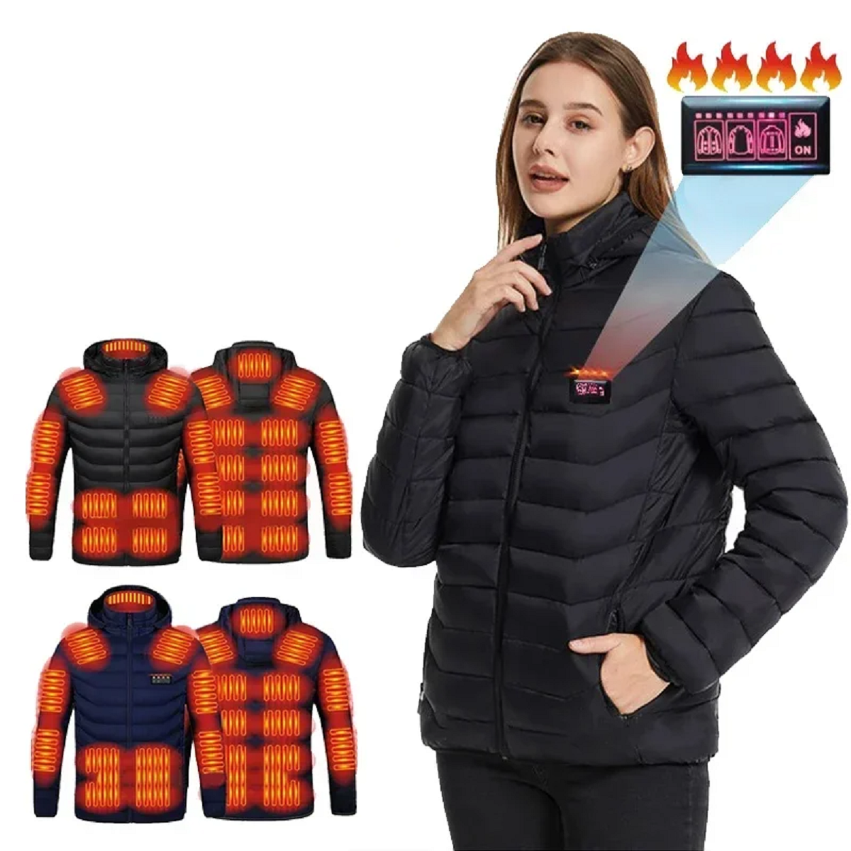 Unisex Waterproof Electric Heated Jacket | 21 Heating Zones, Lightweight & Ideal for Outdoor Activities in Cold Weather