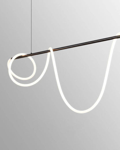 LED Linear Brass Chandelier | Dimmable. Damp Rated & Adjustable Height for Dining Room and Living Spaces
