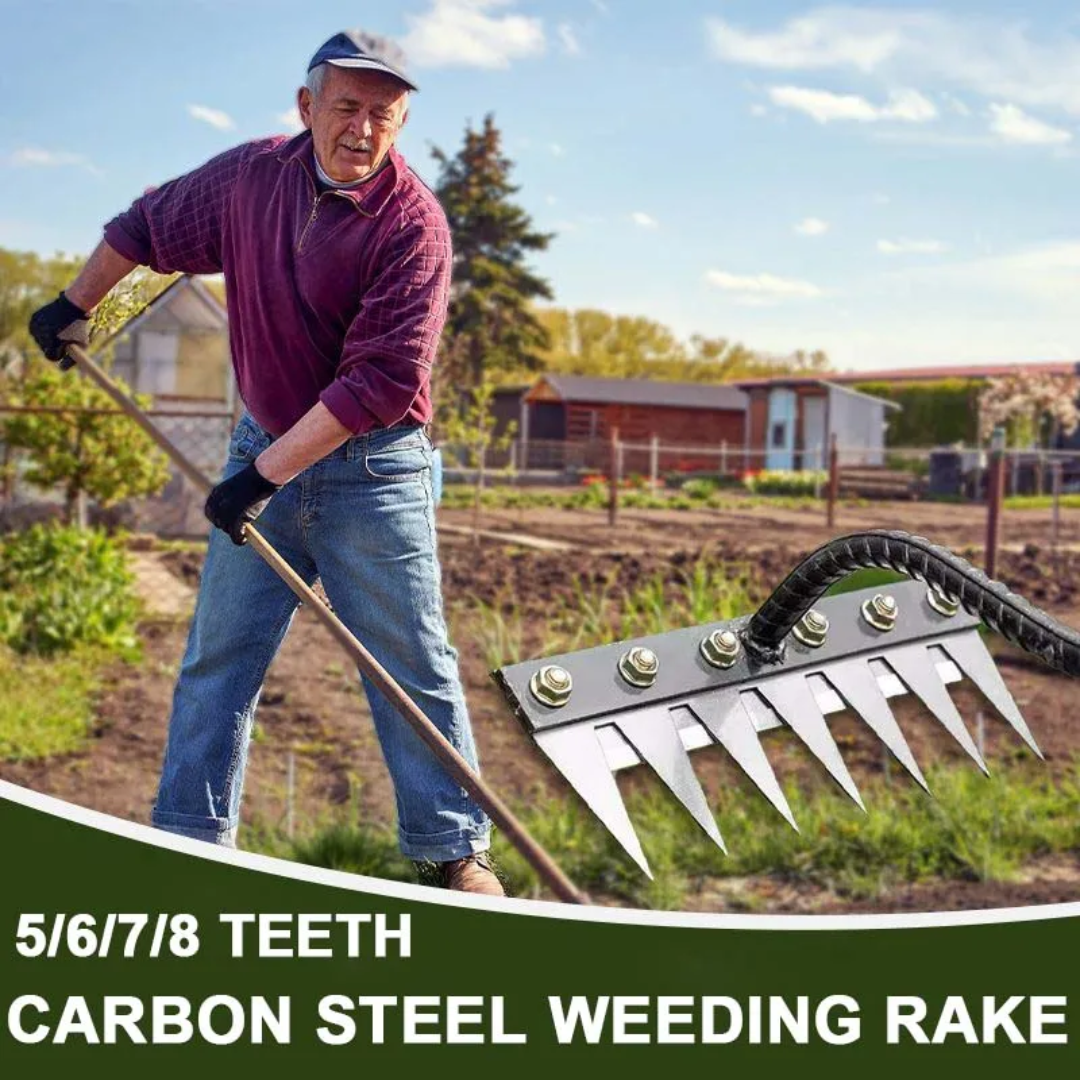 Weeding Rake | Ultra-Durable Steel Teeth & Ergonomic Handle for Effortless Garden Maintenance