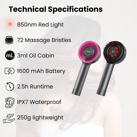 Scalp Massaging Brush with Red Light Therapy | Promotes Hair Growth & Relieves Scalp Tension for Healthier Hair