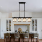 Modern Art Deco Glass Kitchen Island Lamps | Adjustable Height. 3-4 Lights & Ideal for Dining Room and Kitchen Lighting