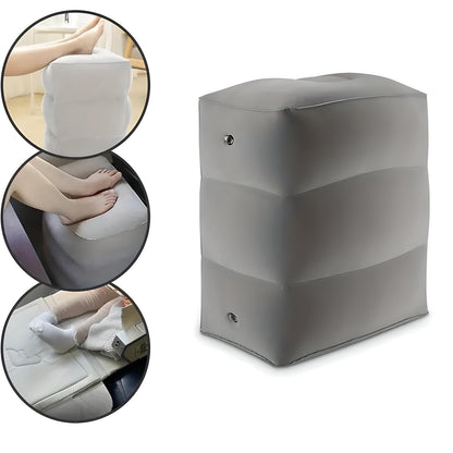 Inflatable Travel Footrest | Ergonomic, Adjustable Height & Compact for Planes, Trains, Buses & Office Use