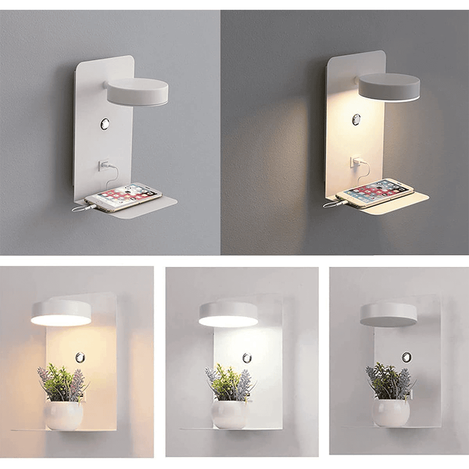 LED Wall Light with Shelf | Soft Glow, Modern Design & Ideal for Creating a Festive Atmosphere in Your Bedroom