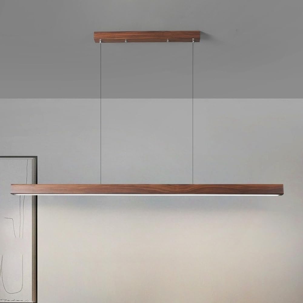 LED Wooden Pendant Light | Contemporary kitchen Lighting Adjustable Height, Integrated LED & Ideal for Low or High Ceilings