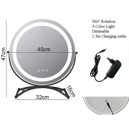 Dimmable LED Makeup Mirror | 360° Rotation. Touch Control & 3 Light Modes for Perfect Makeup Application
