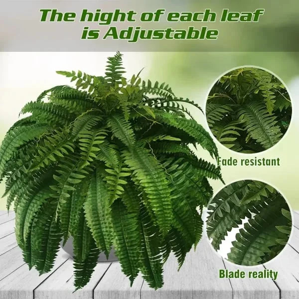 UV Resistant Artificial Boston Fern | Lifelike, Waterproof & Maintenance-Free for Outdoor Décor