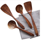 Teak Wooden Utensil Set - Sustainable Cooking Ideal like Retro Cooking Utensils