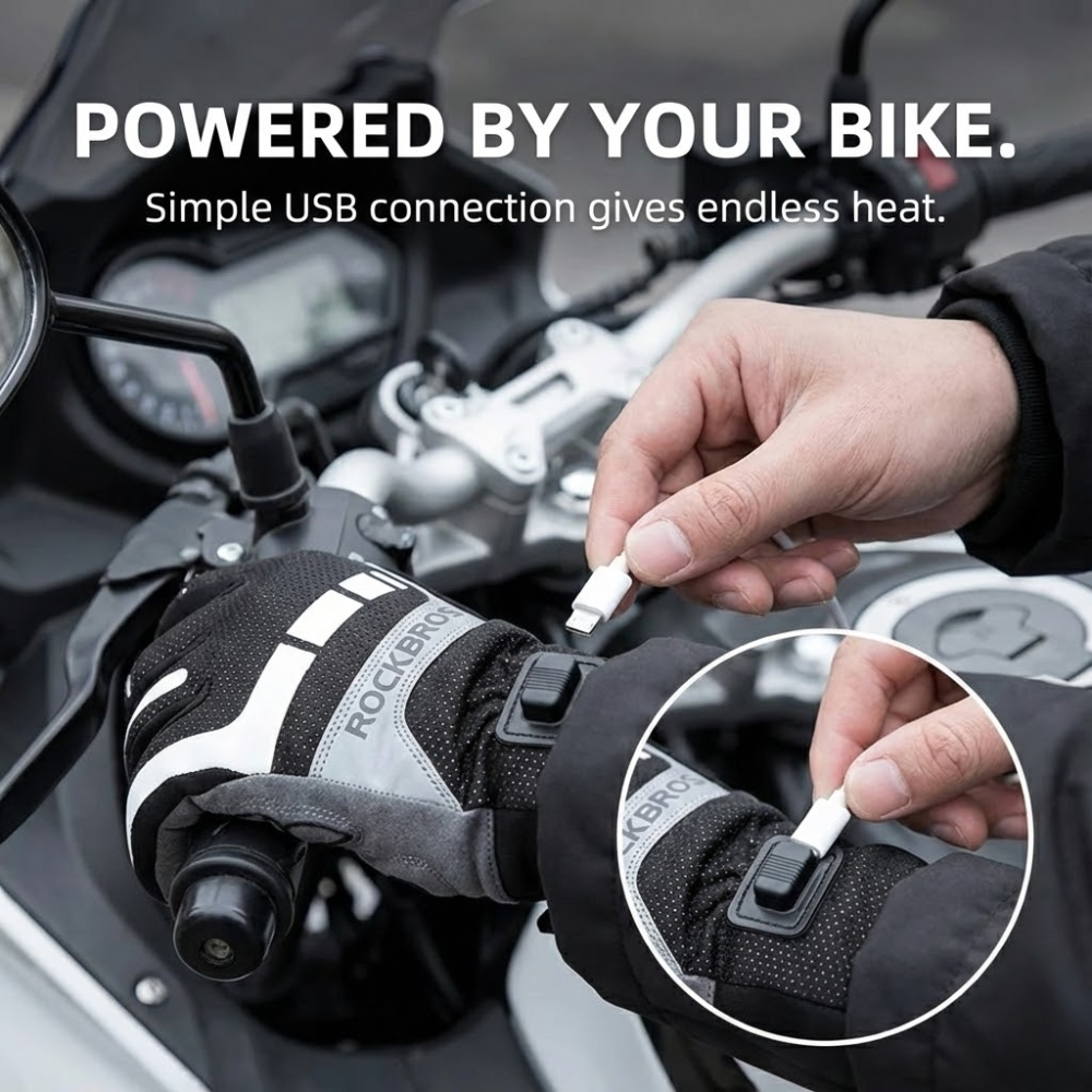 Heated Motorcycle Gloves UK – Winter Motorbike Gloves with Knuckle Protection, Visor Wiper & Touchscreen