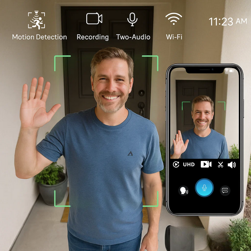 Wireless Smart Video Doorbell | No Subscription Needed | High-Definition Camera Doorbell
