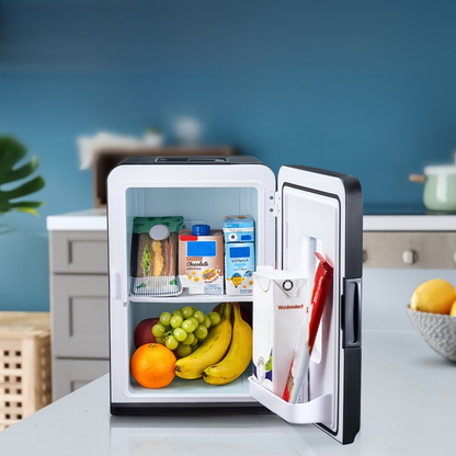 Mini Fridge Portable Quiet Cooler | 15L Capacity with Dual Power for Travel, Office & Home Use