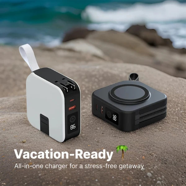 TravelBank | Portable 5-in-1 Wall Charger | Wireless Charging, Power Bank & Multi-Device Charging