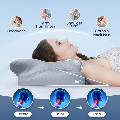 Pillow for Back & Shoulder Pain Relief – Orthopedic Memory Foam Posture Pillow for Neck, Shoulder & Spinal Alignment Support