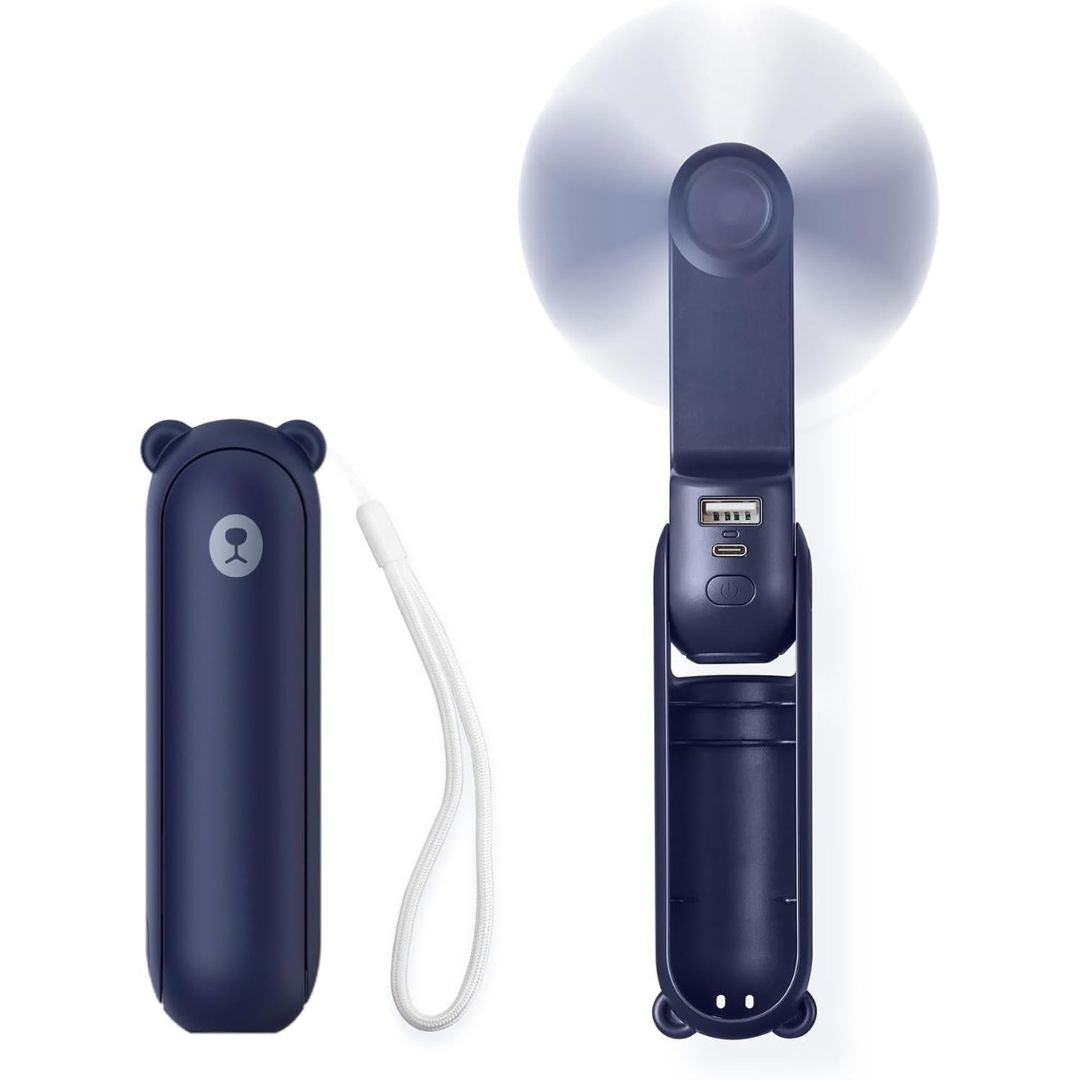 3 In 1 Handheld Mini Fan | USB Rechargeable, Foldable Design & Ideal for Travel, Camping, and Outdoor Activities