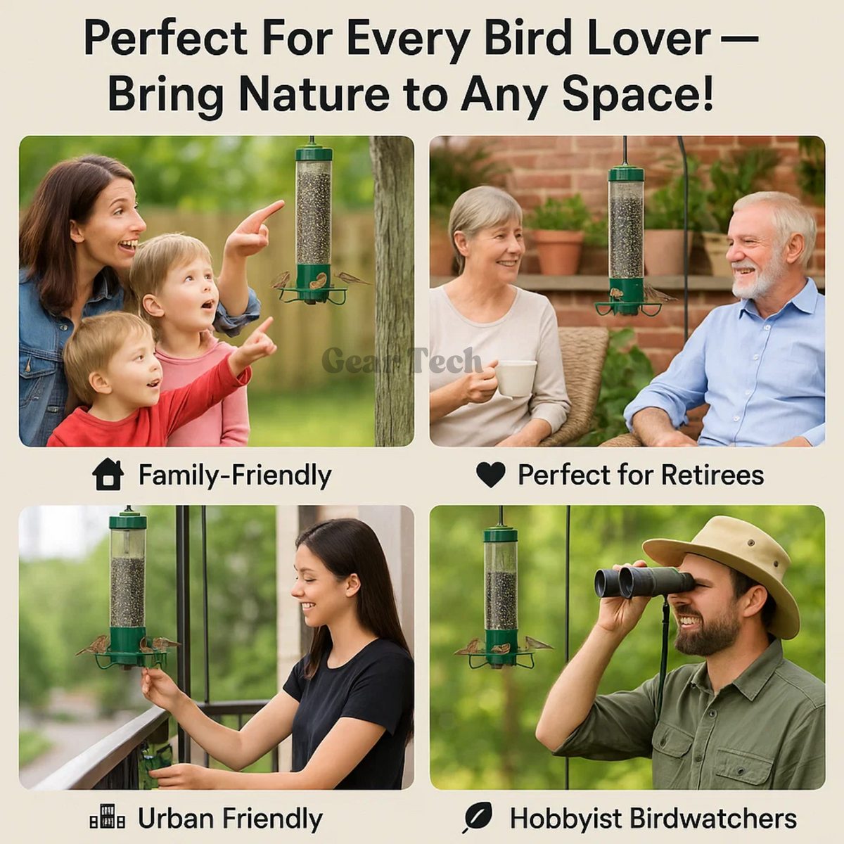 Squirrel Proof Bird Feeder | Heavy-Duty Metal, Multi-Feeding Ports & Ideal for Backyard Birdwatching