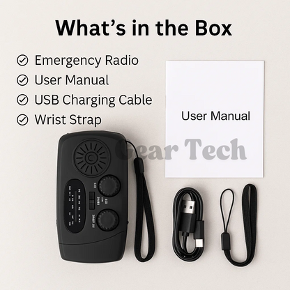 Portable Wind-Up Radio | AM/FM, Weather Broadcasts & Built-In Power Bank for Emergency Preparedness