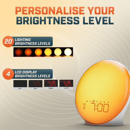 Wake-Up Sun Lamp Alarm Clock | Gradual Sunrise Glow & Customizable Sounds for Gentle Mornings