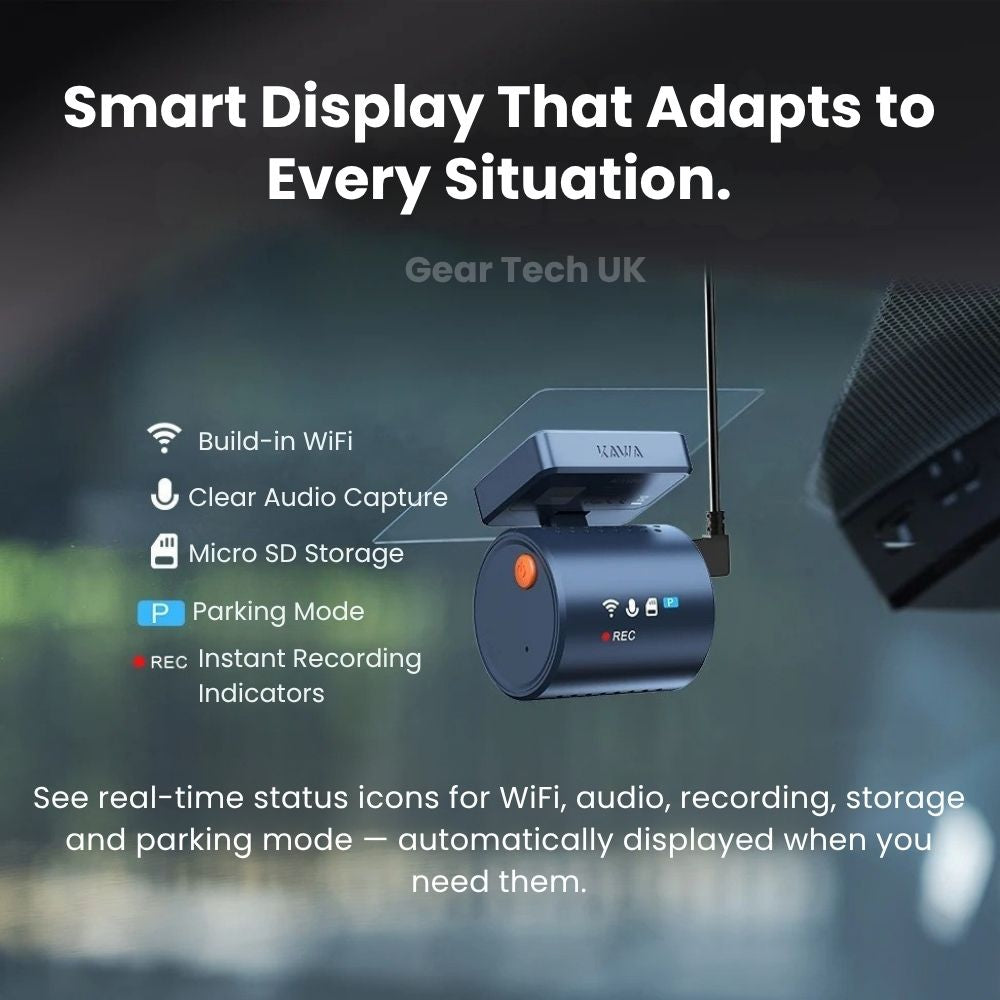 Small Dash Cam for Car Security | 2K Mini Dash Security Camera for Car While Parked or Driving With Auto Save Crash Footage