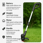 Cordless Grass Trimmer with High-Power Battery - Lightweight Lawn Edger for Easy Yard Maintenance