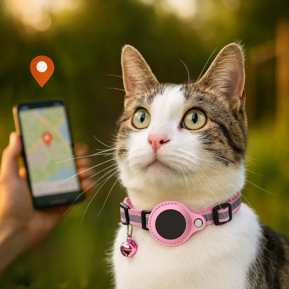 Cat GPS Tracker Collar | Quick Release Closure, Reflective Design & Durable for Outdoor Safety Adventures