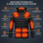 Heated Puffer Jacket | 21 Heating Zones, Adjustable Temperature & Lightweight for Winter Adventures