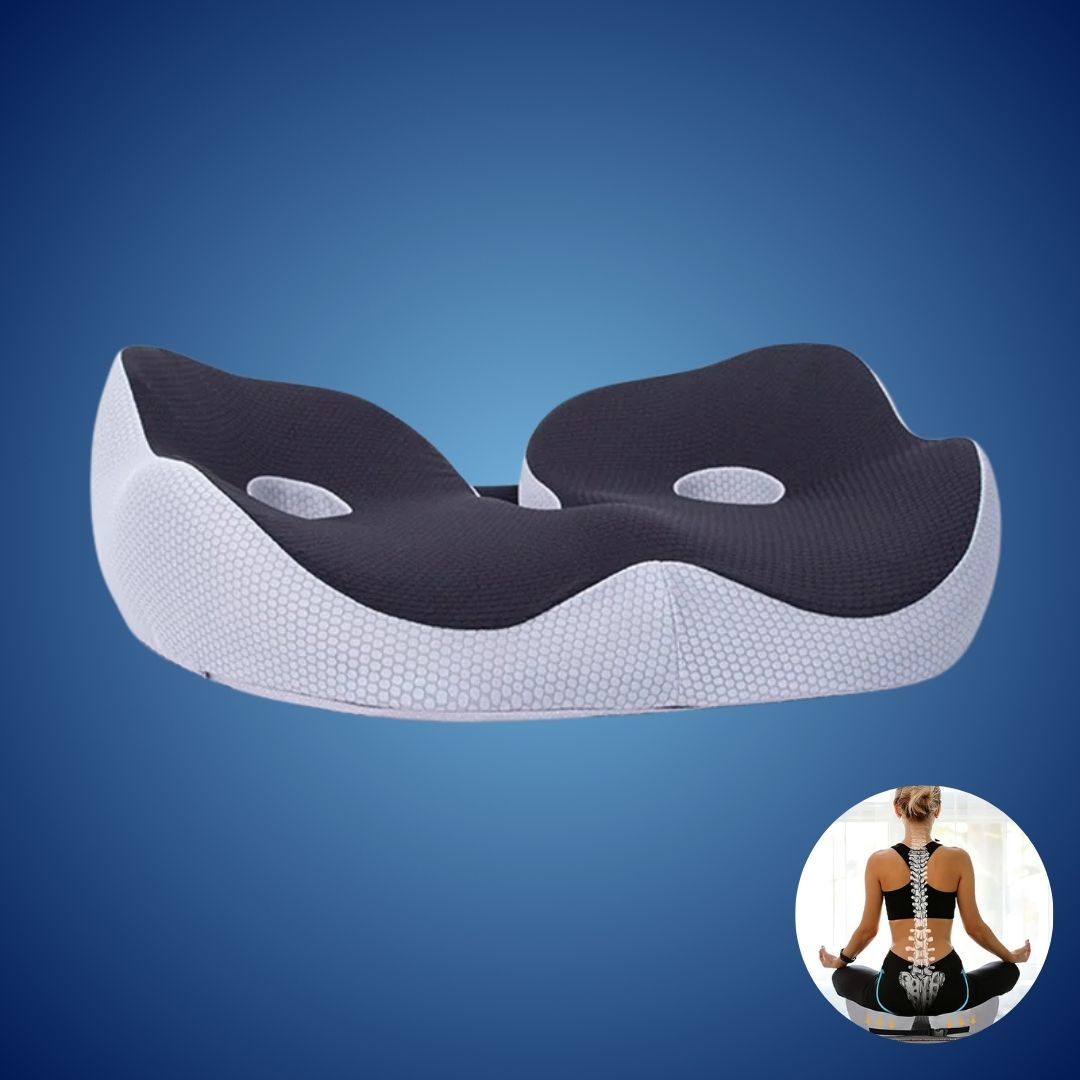 Seat Memory Foam Cushion – Adjustable Tailbone Relief Pad for Back Pain & Posture Support in Office Chairs